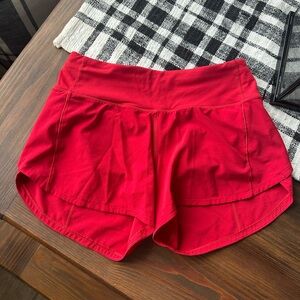 lululemon athletica Vibrant Red Athletic Shorts
